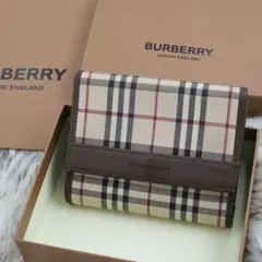 美品　箱付き　BURBERRY LONDON 折り財布　ノバチェック　ブラウン
