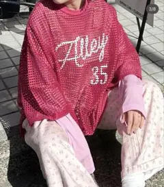 Alley Tokyo メッシュロゴBIG Tシャツ ピンク オーバーサイズのサムネイル