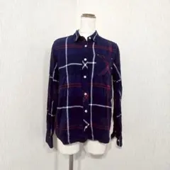 VENCE EXCHANGE 　　チェックネルシャツ　ネイビー×レッド（M）