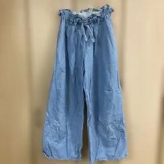 ジーユーライトブルーデニム風ワイドパンツ　160