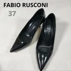 FABIO RUSCONI ブラック ハイヒール 37　23.5 24.0