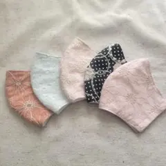 刺繍レースハンドメイドマスク5枚セット