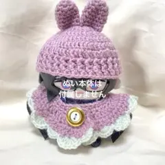 ぬい用（にじぱぺ等）ウサギ耳ニット帽とケープセット（ピンク）　074