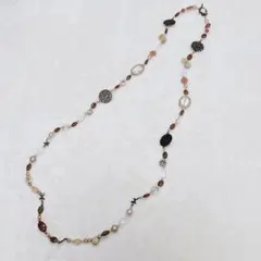 【匿名配送】レディース　ガラスネックレス　ヴィンテージ　ブラウン