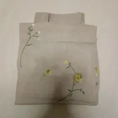 ナチュラル リネン ボタニカル刺繍 ドレープカーテン 100×110cm×2枚のサムネイル