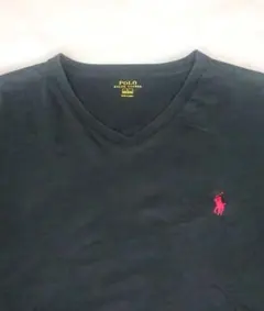 【POLO RALPH LAUREN】 Vネック Tシャツ 　ブラックLサイズ