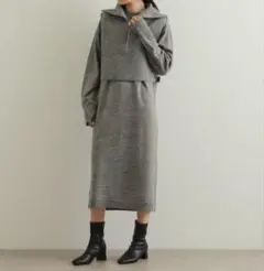 OPAQUE.CLIP ハーフZIPベスト× ニットワンピース【洗濯機洗い可】