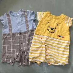 プーさんデザインロンパース2点セット