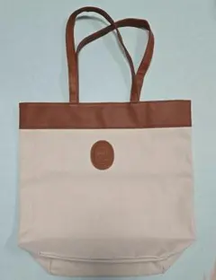 キャンバストートバッグ ホワイト/ブラウン