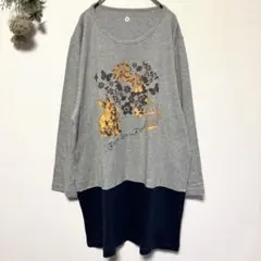 極美品✨3L｜うさぎプリント｜長袖ロングワンピース｜大きいサイズ｜ルームウェア