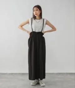 GLOBAL WORK シルクライクサス付きワイドパンツのサムネイル