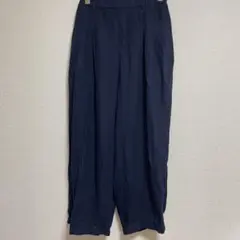 良品studio CLIP ワイドパンツ リネン レーヨン ネイビー フリー