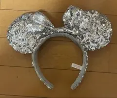 スパンコール　シルバー　ディズニー　カチューシャ　ミニー　リボン