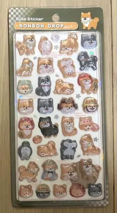 ボンボンドロップシール　和柄　柴犬