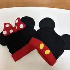 ミッキー・ミニー 耳付きニット帽 58cm