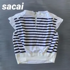希少 sacai サカイ ボーダー ブラウス トップス バックベルト 17SSのサムネイル