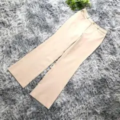 Glass Line【M相当】ベージュ フレアパンツ 脚長 美脚 カジュアル