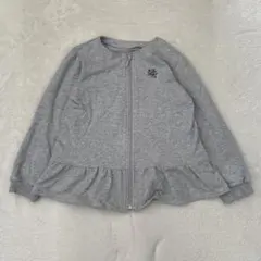 Bebe べべ ジップパーカー ノーカラー フレア裾 長袖 グレー 130cm