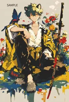 3038優しいトラ族青年ステッカー