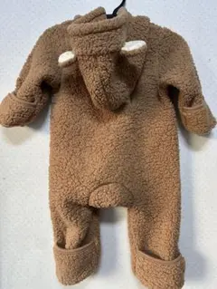 baby doll. 耳付きモコモコロンパース　ブラウン フリーサイズ