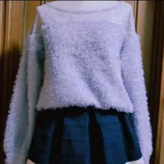 春ニット オフショル ラベンダーカラー