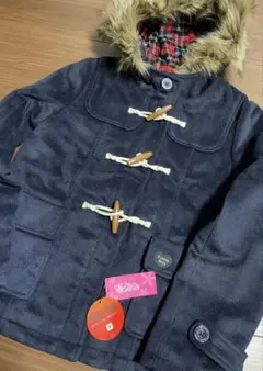 超激レア ピンクラテ 165㎝ ダッフルコート 吸湿発熱中綿 チェック フード