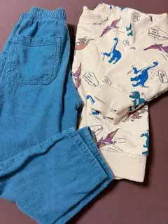 男の子　120 コーデュロイロングパンツ　恐竜　トレーナー　ダイナソー　微起毛