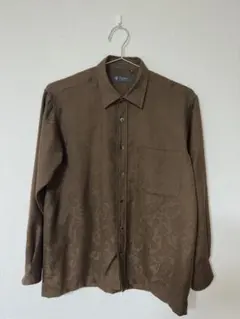 ペイズリー柄 長袖シャツ ブラウン