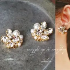 再販♡ ビジュー×パール　イヤリング　ピアス