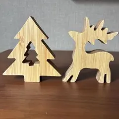 クリスマス 木製オブジェ オーナメント ツリー トナカイ 2個セット