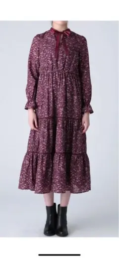 dazzlin 花柄リボン付きティアードロングワンピース　新品未使用