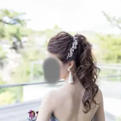 ビーズとパールのヘッドドレス 約30cm