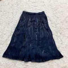 レディース フレアスカート Aライン 光沢感 ウエストゴム 上品 プリーツ