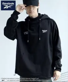 リーボック 刺繍ロゴ デザインフード プルオーバーパーカー本日お値下け終了