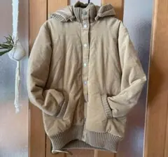 ベージュ コーデュロイ フード付きジャンパーコーディロイ素材のアウターサイズL