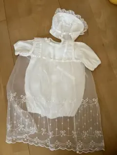 【美品】【日本製】アカチャンホンポ　セレモニードレス　ベビードレス　帽子セット