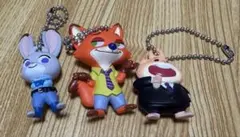 ズートピア　ニック　ジュディ　レミング　ぺたんこマスコット　3点セット