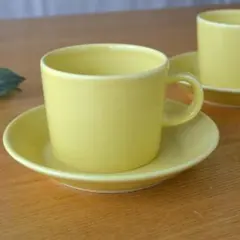 たち吉 Adam&Eve イエロー カップ＆プレート 陶器製 昭和レトロ食器
