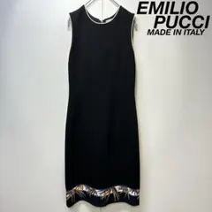 美品 エミリオプッチ ワンピース シルク プッチ柄トリム イタリア製 黒