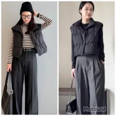 新品　UNIQLO C ダウンクロップドベスト　黒　サイズM