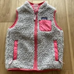 patagonia フリースベスト 5T クリーム/ピンク