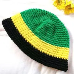 ラスタカラー　ブラジル　クラッシャーハット　クロシェハット　バケットハット