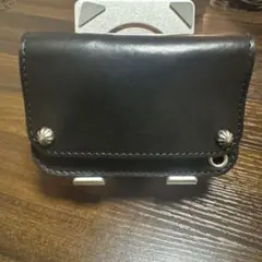 黒 ヌメ革 トラッカーウォレット 3層 シルバー - メルカリ
