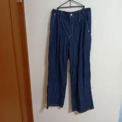 GUダークブルーワイドレッグデニムＬサイズ