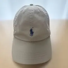 90s ポロ ラルフローレン キャップ ダメージ加工 ベージュ 革ベルト