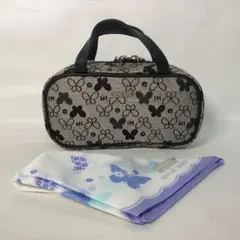 【未使用】HANAE MORI バタフライ柄 ポーチ ハンカチセットのサムネイル