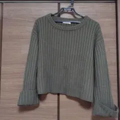 JEANASiS オリーブグリーン リブニット