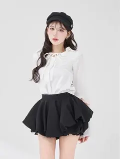 レイヤードランダムヘムチェックミニワンピース　ブラウスのみ