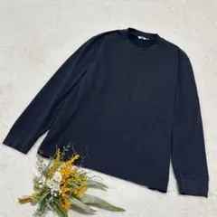 【ユニクロ】メンズ エアリズムコットンクルーネックTシャツ ネイビー XL