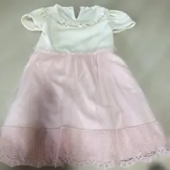 キッズ ワンピースパール調フリル ピンク　120